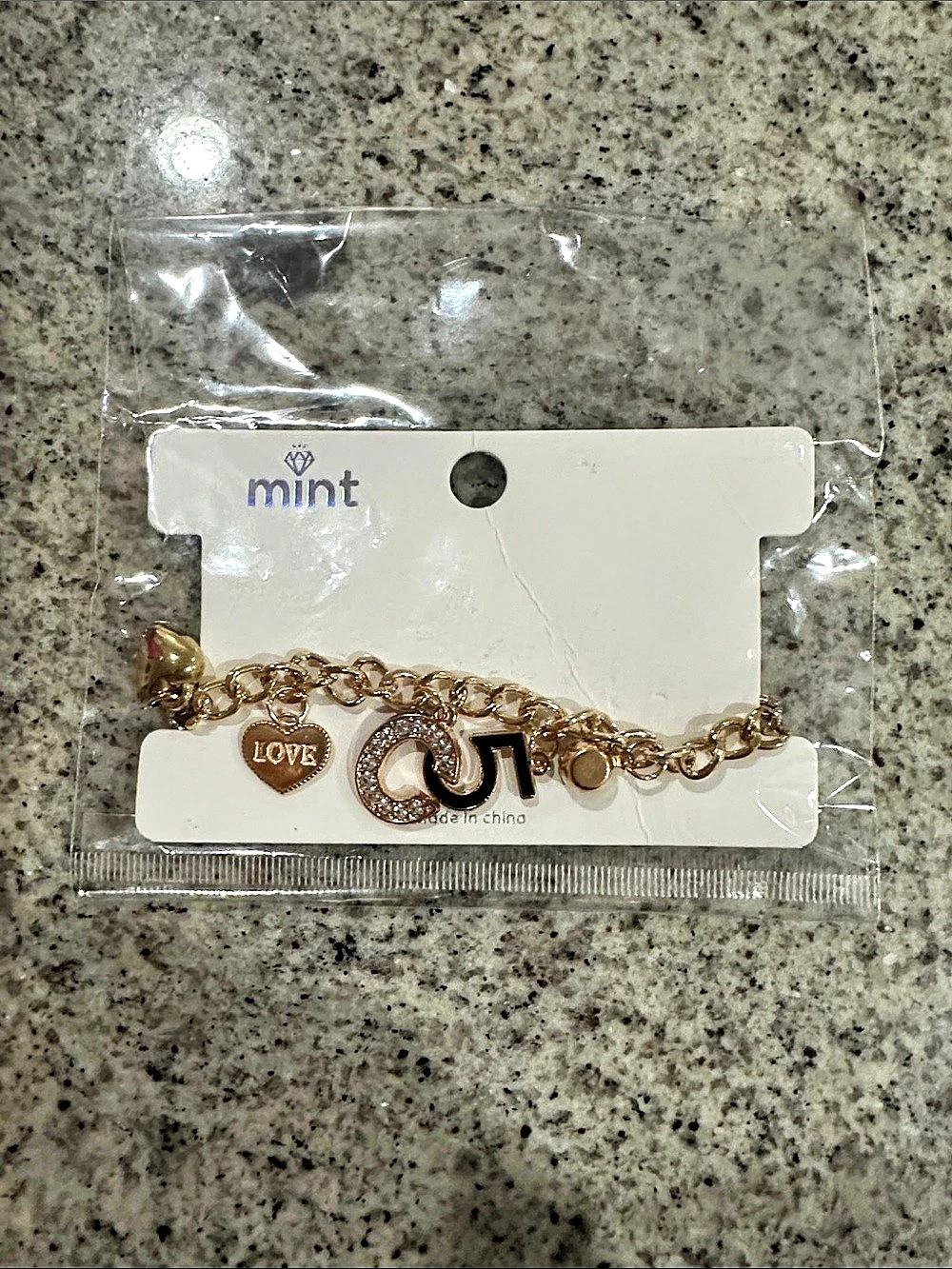 mint Charm Bracelet Gold NWT